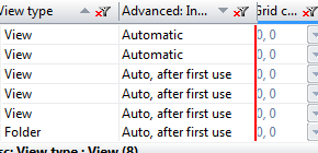 Column freezing in grid-type windows 