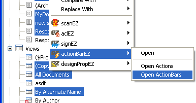 Access actionBarEZ directly in Domino Designer