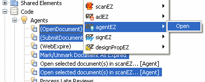 Access agentEZ directly in Domino Designer