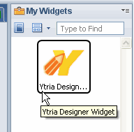 The Ytria Designer Widget as it appears in the My Widgets sidebar in Lotus Notes