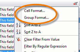 'Group and cell formatting