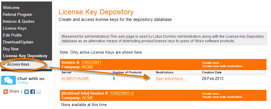 'Restriction Selection Interface