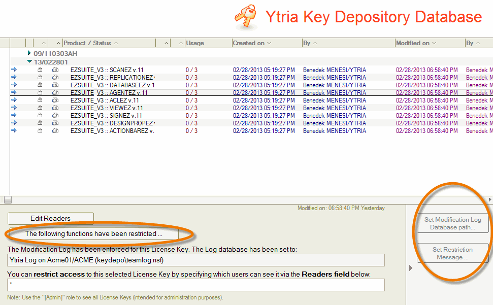 'Restriction Selection Interface