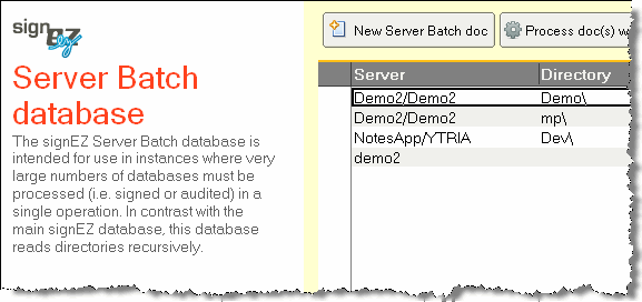 Server batch database