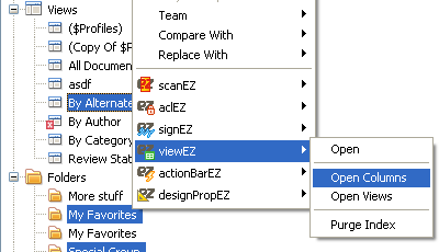 Access viewEZ directly in Domino Designer