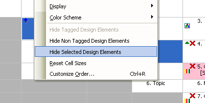 Right-click to hide view columns